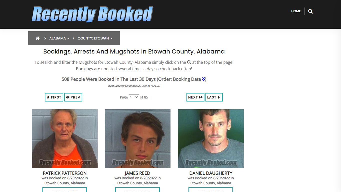 Bookings, Arrests and Mugshots in Etowah County, Alabama - Recently Booked