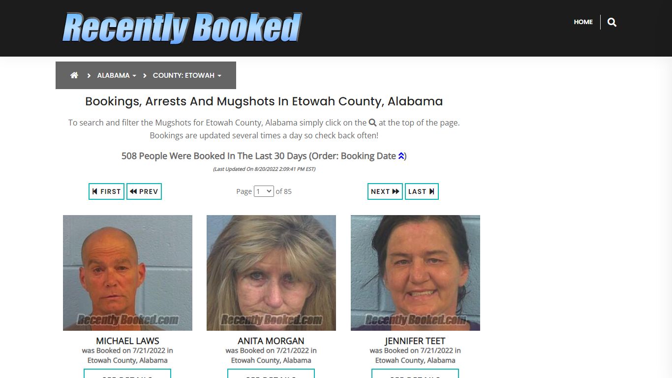 Bookings, Arrests and Mugshots in Etowah County, Alabama - Recently Booked